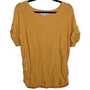 All At Once Yellow Short Sleeved Knit Top Size 1X